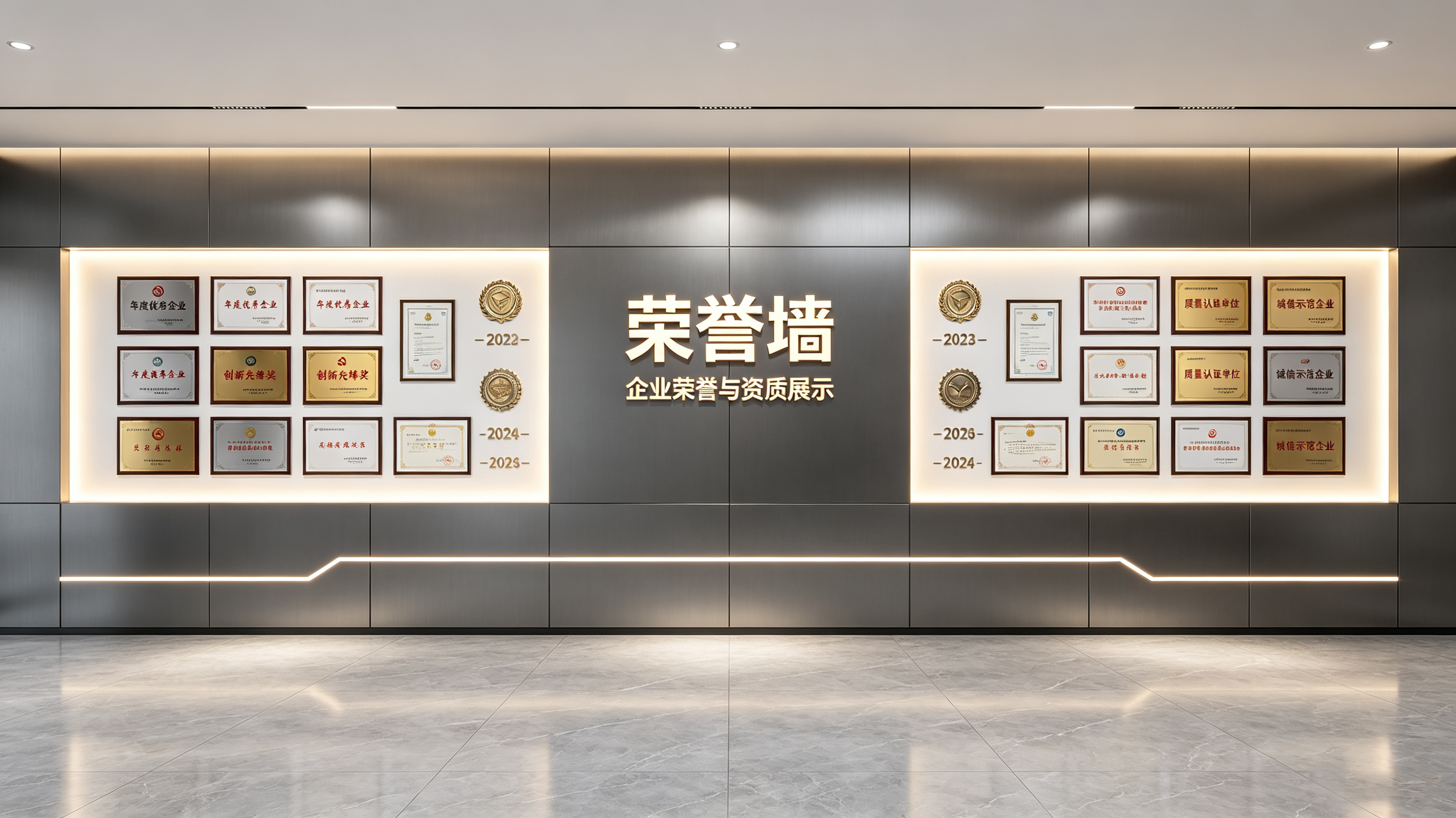 Certification wall at Luobinsen headquarters